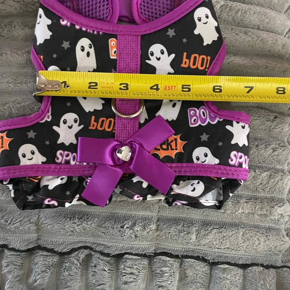 Ghost-Themed Pet Harness with Purple Accents